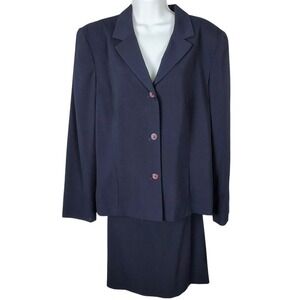 Norton McNaughton Navy Blue Skirt Suit Set Blazer Pencil vintage NOS timeless‎